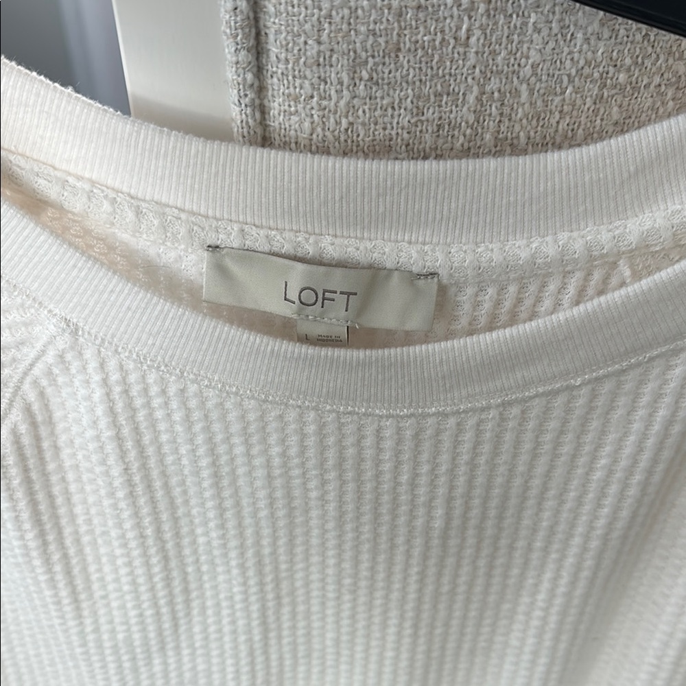 LOFT White Textured Top